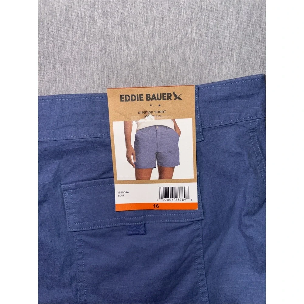 Eddie Bauer Women's Ripstop Shorts Size 16 Blue NWT Outdoor Hiking Casual